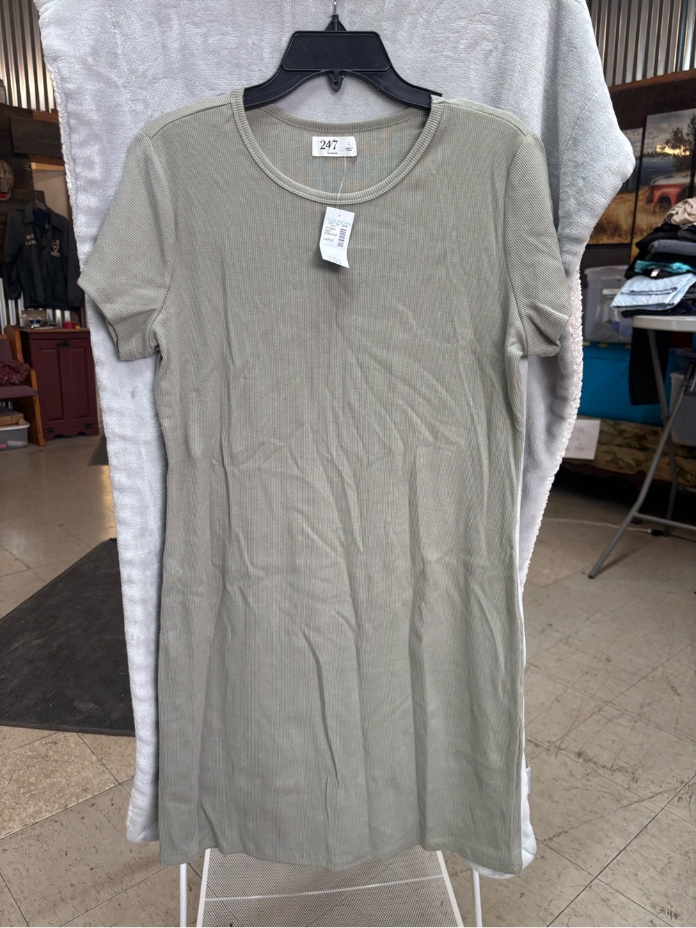 Maurices Light Olive Ribbed Crewneck Tee shirt dress